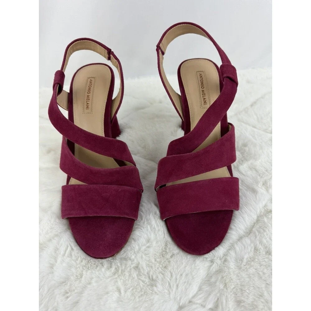 Antonio Melani Purple Pink Layren Suede Slingback Block Heel Sandals Women’s 8M